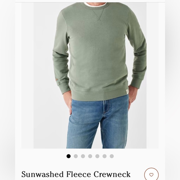 NWT Faherty Sunwashed Fleece Crewneck Washed Forest Size Small - Picture 1 of 4
